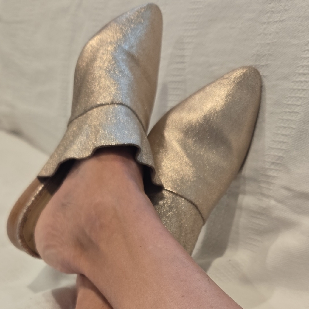 Free People Shimmering Gold Mules - Picture 2 of 5